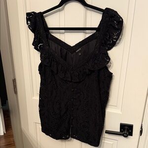 Torrid Black Ruffle Lace Blouse Crop - Size 1